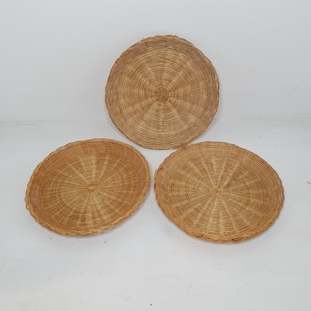 Woven Rattan Wicker Bamboo Set Of Three - Picture 1 of 5